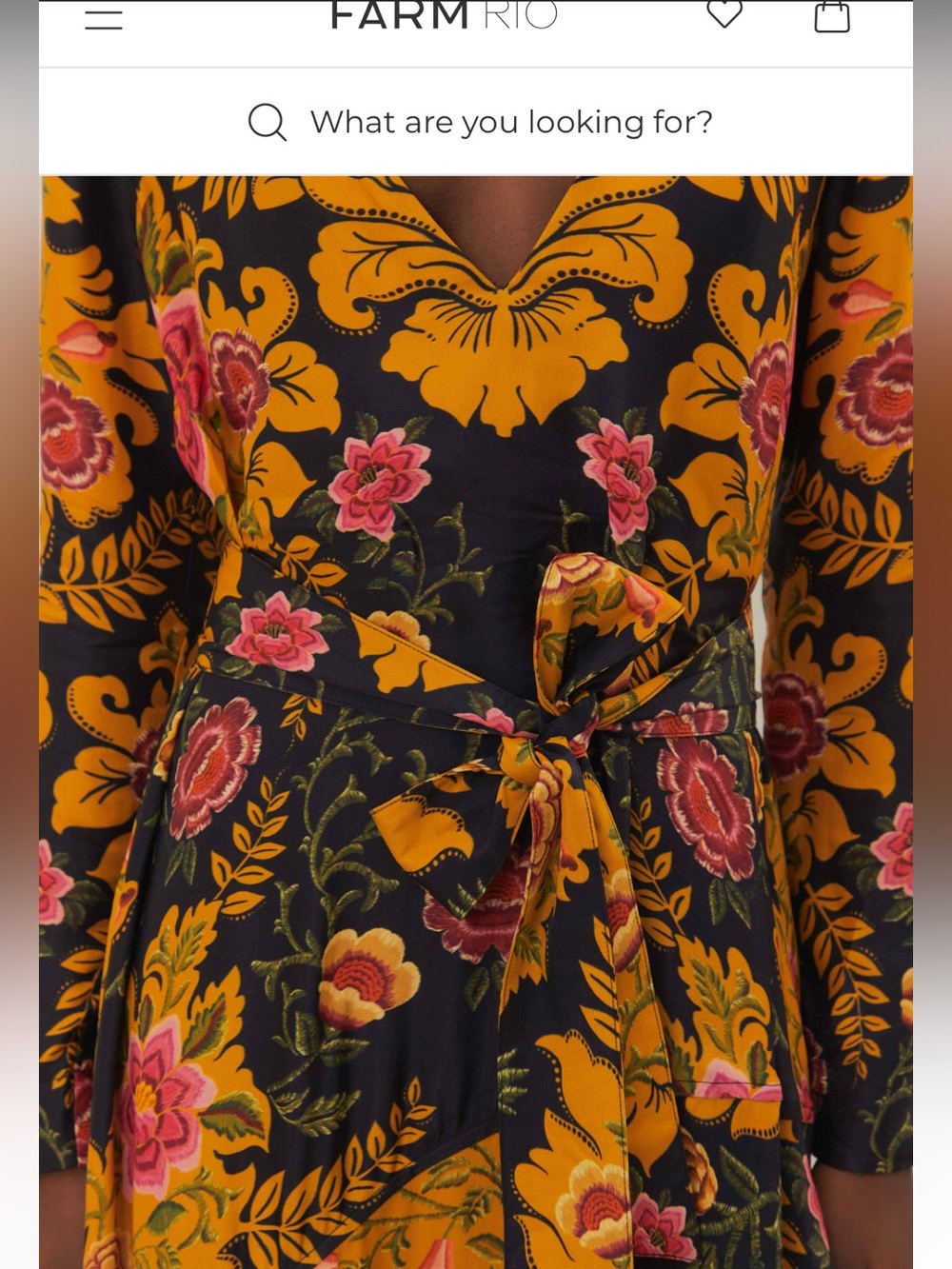 FARM Rio Black Floral Arabesque Maxi Dress with Mustard and Pink Accents - Picture 7 of 8
